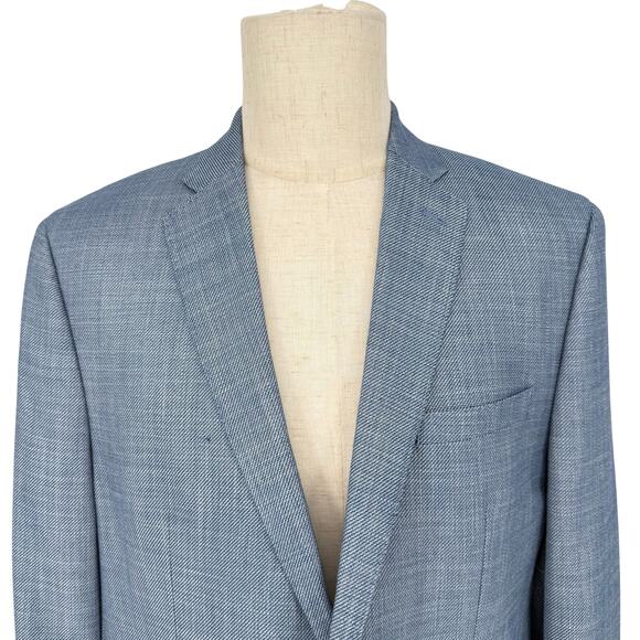 TALLIA Men’s Light Blue Woven Sportcoat Jacket 46L Single Breasted - Picture 3 of 11